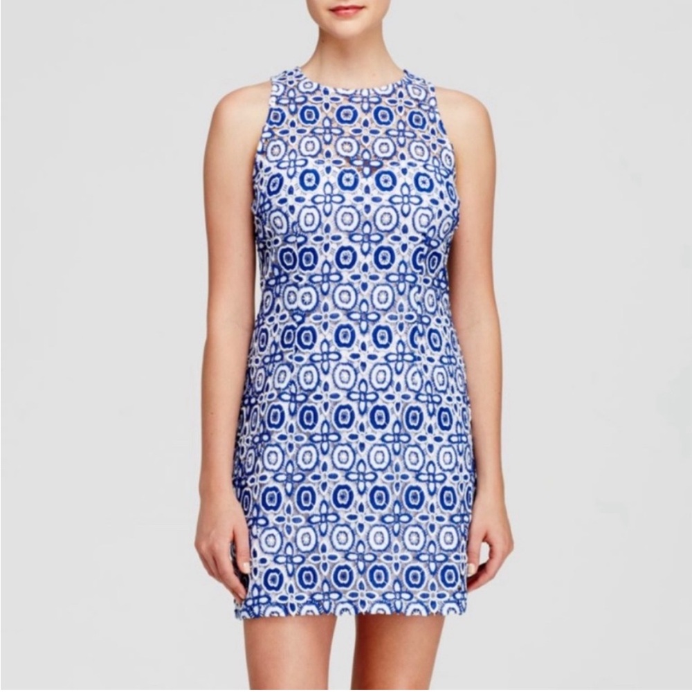 BB Dakota Blue and White Crochet Shift Dress | Size 0